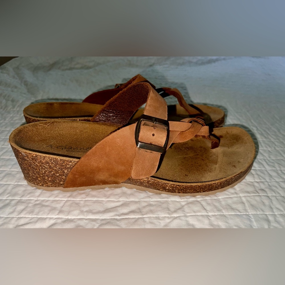 A. Giannetti Tan Leather Sandals